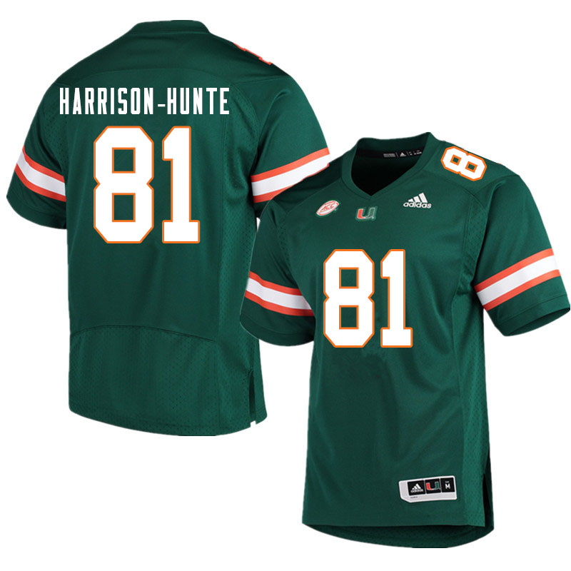 Men #81 Jared Harrison-Hunte Miami Hurricanes College Football Jerseys Sale-Green - Click Image to Close